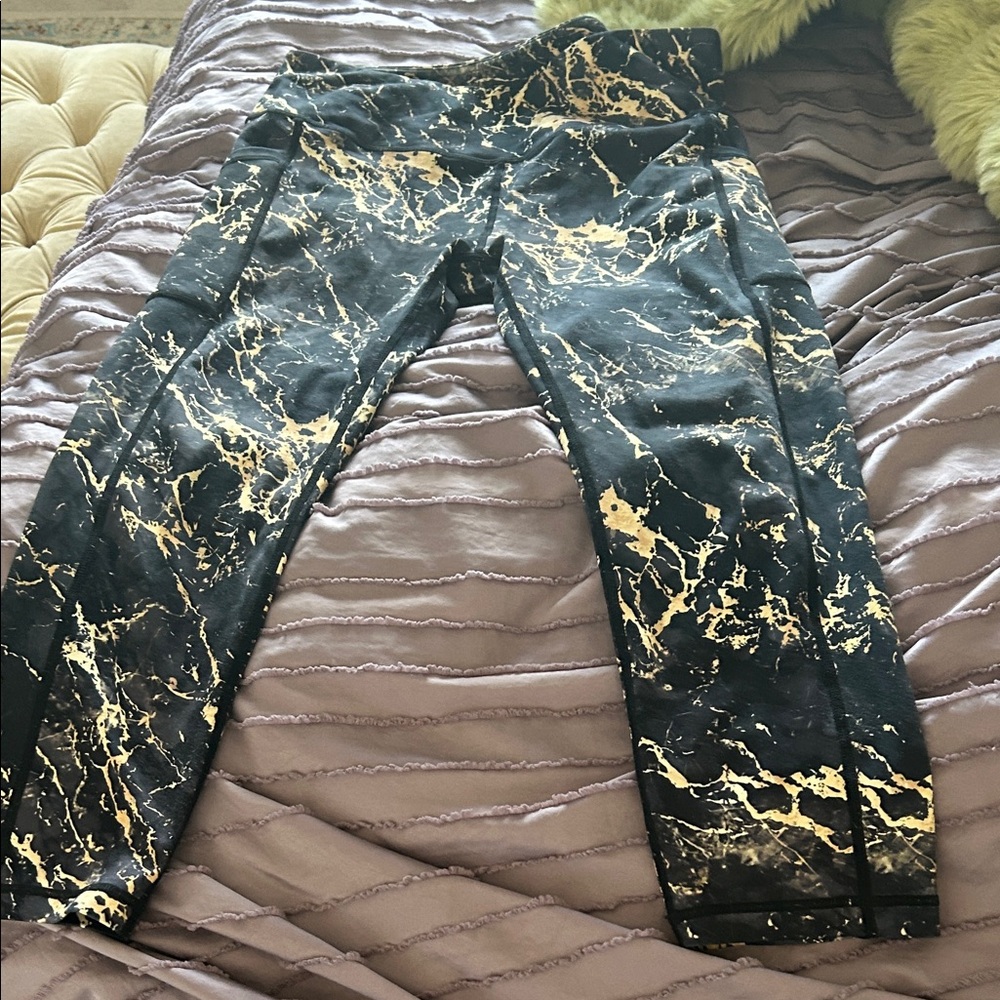 Constantly Varied Gear Black and Gold Patterned Leggings